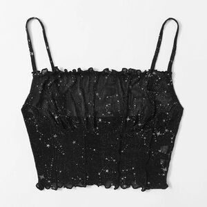 3/$10 Black Smocked Embellished Crop Camisole